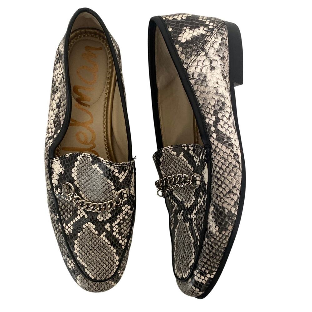 Sam Edelman Lorenzo Flats Womens 7.5 Snakeskin Old Money Career Leather Career